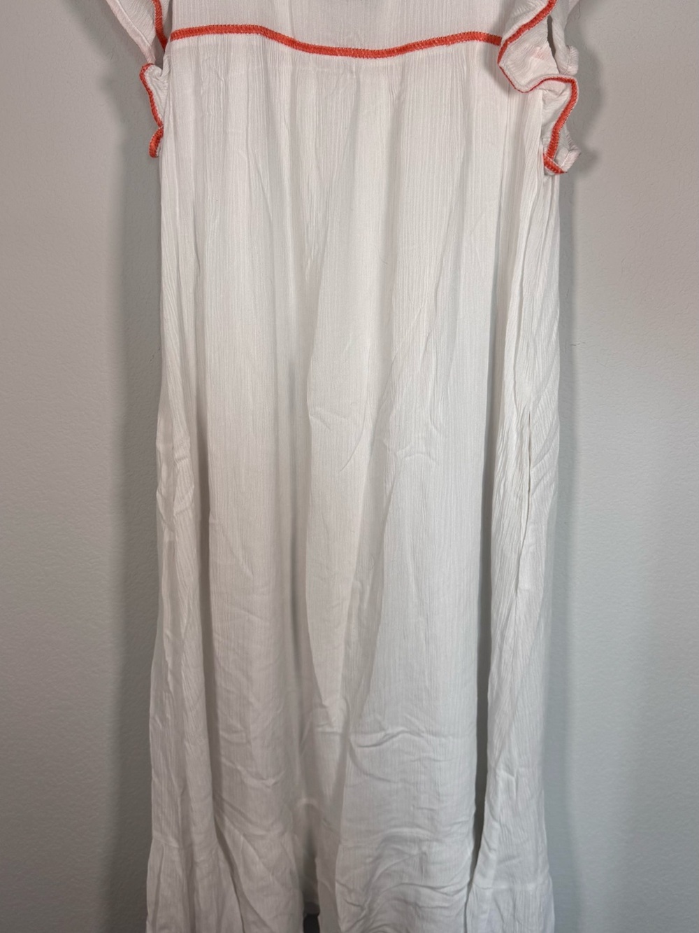 J. Marie Embroidered Boho Midi Dress White Floral Flutter Sleeve Cottagecore M - Picture 9 of 12